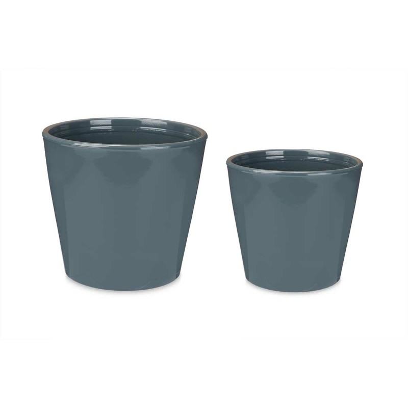 Set de pots 2 Pièces Ø 22 cm Ø 28 cm Anthracite Argile