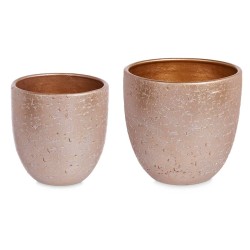 Set de pots Ø 20 cm Ø 25 cm 2 Pièces Perle Doré Céramique