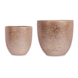 Set de pots Ø 20 cm Ø 25 cm 2 Pièces Perle Doré Céramique