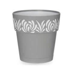 Pot auto-arrosant Stefanplast Gaia Gris 15 x 15 x 15 cm Blanc Plastique