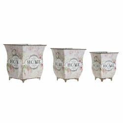 Cache-pot DKD Home Decor 21,5 x 21,5 x 25 cm Rose Métal Fleurs Shabby Chic