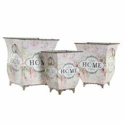 Cache-pot DKD Home Decor 21,5 x 21,5 x 25 cm Rose Métal Fleurs Shabby Chic