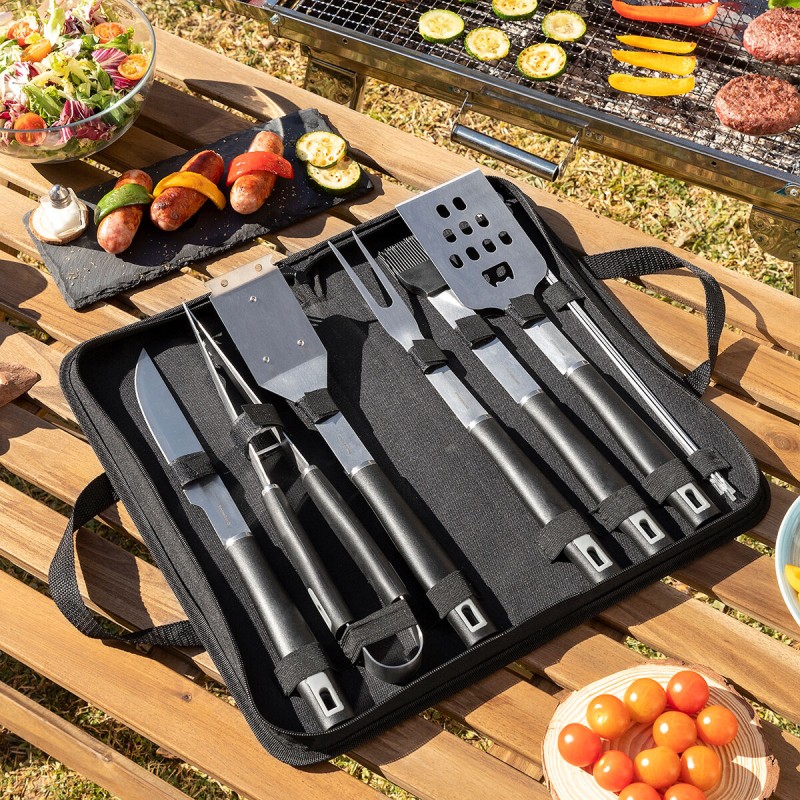 Kit d’Ustensiles pour Barbecue avec Mallette de Transport BBSet InnovaGoods 12 Pièces Métal (Reconditionné A)