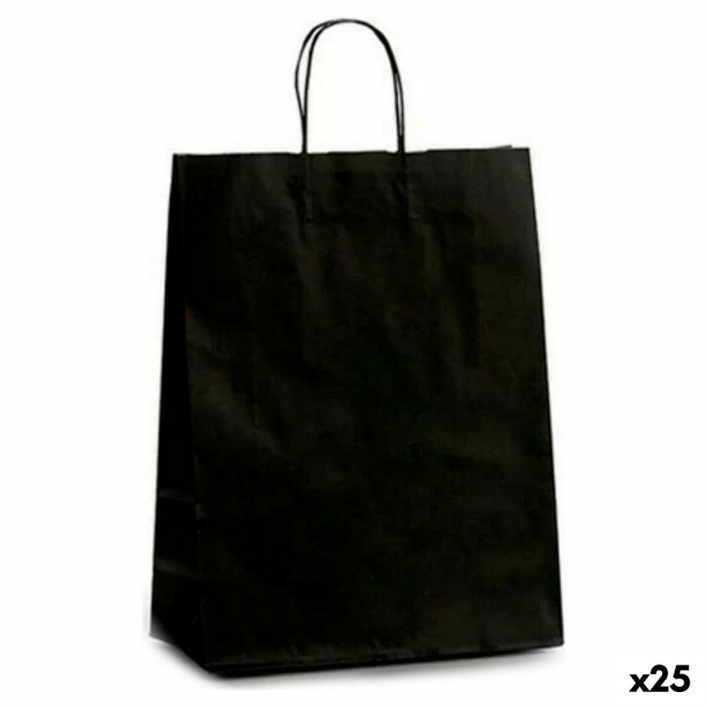 Sac en papier Noir (12 x 52 x 32 cm) (25 Unités)