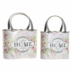 Cache-pot DKD Home Decor 29 x 13 x 38,5 cm Rose Métal Fleurs Shabby Chic