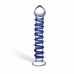 Dildo Verre bleu en spirale...