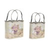 Set de pots DKD Home Decor 29 x 13 x 38,5 cm Rose Métal Fleurs Shabby Chic