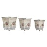 Set de pots DKD Home Decor 21,5 x 21,5 x 25 cm Rose Métal Fleurs Shabby Chic