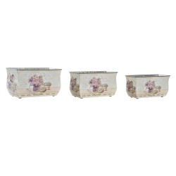 Set de pots DKD Home Decor Rose Métal Fleurs Shabby Chic 31 x 18 x 17,5 cm