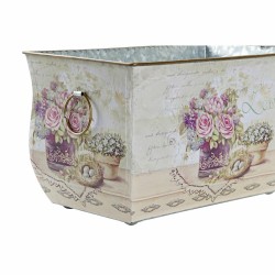 Set de pots DKD Home Decor Rose Métal Fleurs Shabby Chic 31 x 18 x 17,5 cm