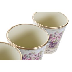 Set de pots DKD Home Decor 38 x 12 x 14 cm Beige Rose PVC Shabby Chic (3 Pièces)