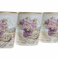 Set de pots DKD Home Decor Beige Rose PVC Shabby Chic 38 x 12 x 14 cm (3 Pièces)