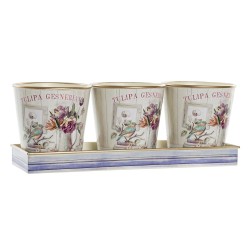 Set de pots DKD Home Decor 38 x 13 x 14 cm Rose Doré PVC Shabby Chic (3 Pièces)