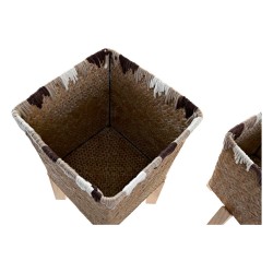 Set de pots DKD Home Decor 22 x 22 x 35 cm Naturel Bois Boho