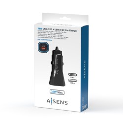 Chargeur de voiture Aisens ASCH-CAR2PQC-BK Noir