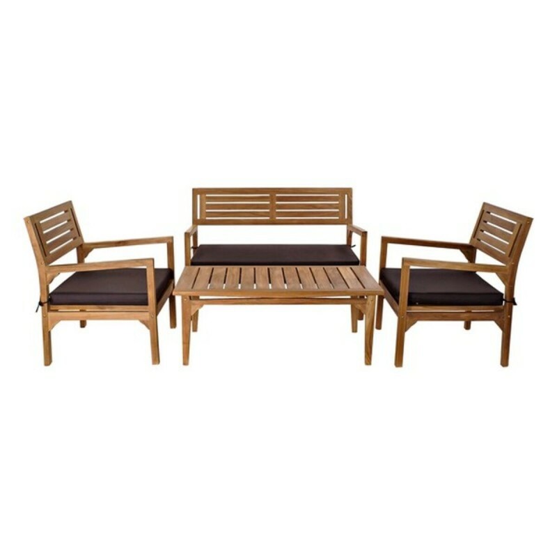 Ensemble Table avec 3 Sièges DKD Home Decor   Teck Coton (127 x 72 x 88 cm) (4 pcs)