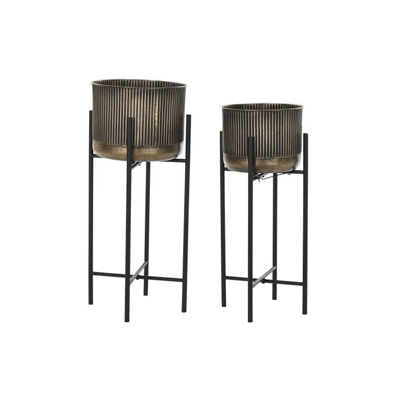 Set de pots DKD Home Decor Noir Cuivre Métal Vintage 28,5 x 28,5 x 63 cm