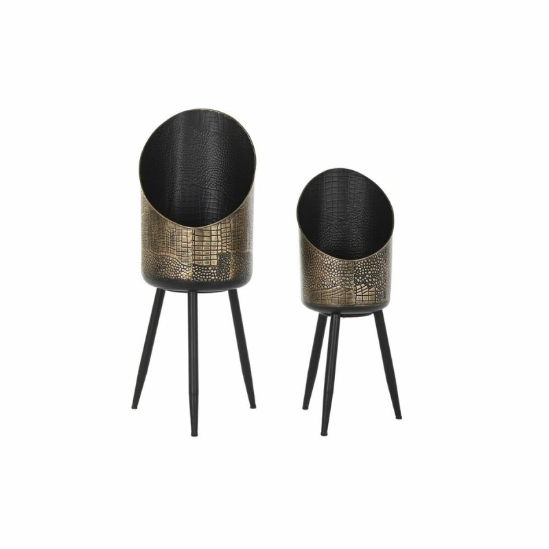 Set de pots DKD Home Decor Noir Métal Cuivre Vintage (26 x 26 x 70 cm)