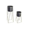 Set de pots DKD Home Decor Noir Doré Métal Moderne (26 x 26 x 70 cm)