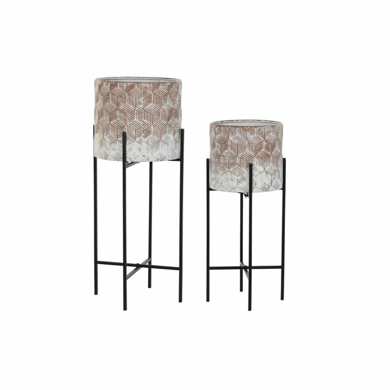 Set de pots de fleurs DKD Home Decor Usé 32,5 x 32,5 x 76,5 cm Métal (2 Unités)