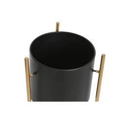 Set de pots de fleurs DKD Home Decor Noir Doré Métal 30 x 30 x 70 cm