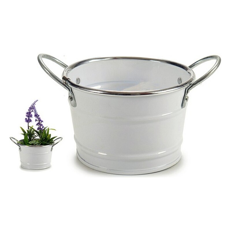 Cache-pot 49089 Argenté Blanc Métal