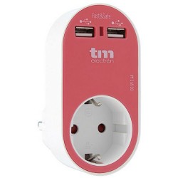 Prise Murale avec 2 Ports USB TM Electron Magenta