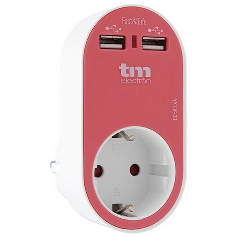 Prise Murale avec 2 Ports USB TM Electron Magenta