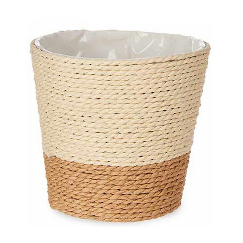 Cache-pot Naturel Marron Corde 14 x 14 x 14 cm Plastique 14 x 12,5 x 14 cm