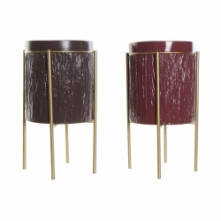 Cache-pot DKD Home Decor 30 x 30 x 53,5 cm Doré Métal Bordeaux Brun foncé (2 Unités)