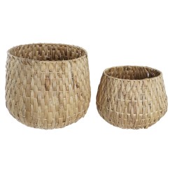 Set de pots DKD Home Decor Naturel Carré Bali 45 x 45 x 39 cm (2 Unités)