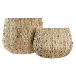 Set de pots DKD Home Decor Naturel Carré Bali 45 x 45 x 39 cm (2 Unités)