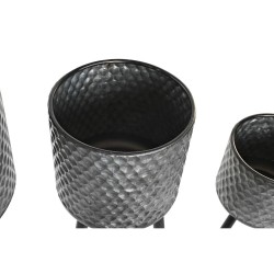 Set de pots DKD Home Decor Noir Gris 100 % Métal (30 x 30 x 55 cm)