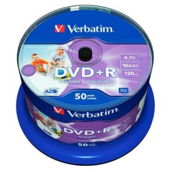 DVD-R Verbatim DVD+R Wide Inkjet Printable No ID Brand 50 Unités