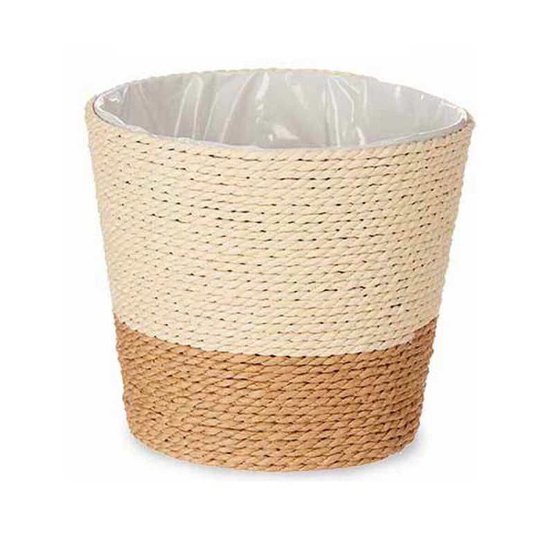 Cache-pot Naturel Marron Corde Plastique (15 x 14 x 15 cm)