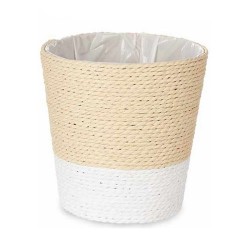 Cache-pot Naturel Marron Corde Plastique Blanc/Naturel (15 x 14 x 15 cm)