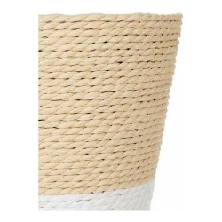 Cache-pot Naturel Marron Corde Blanc Plastique 16 x 14,5 x 16 cm