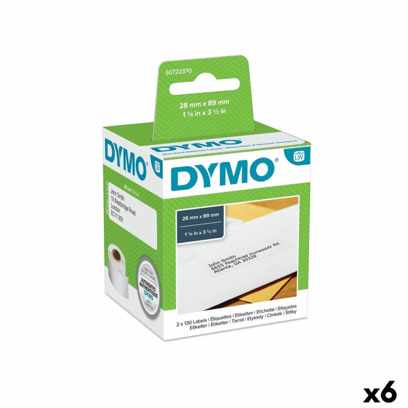 Rouleau dÉtiquettes Dymo 99010 28 x 89 mm LabelWriter™ Blanc Noir (6 Unités)