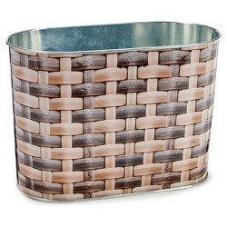 Cache-pot Métal osier (12,7 x 15 x 23,5 cm) Oblongue Élevé Grand