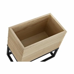 Set de pots de fleurs DKD Home Decor Noir Naturel Bois Métal Loft 45 x 20 x 82 cm (3 pcs)