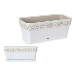 Jardinière auto-arrosante Stefanplast 3919201 Blanc 13,3 x 12,3 x 29,3 cm Beige Plastique