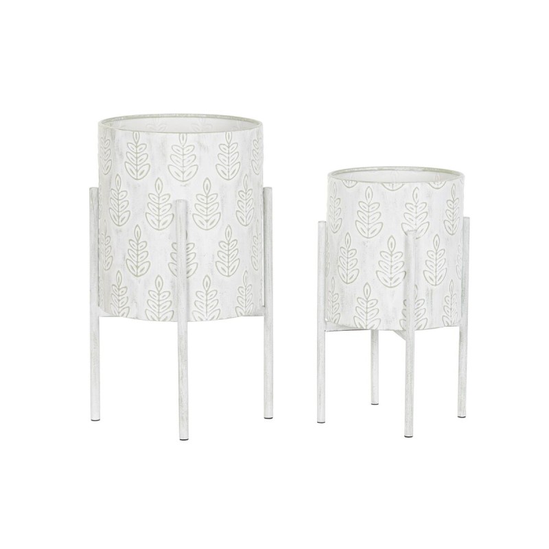 Set de pots de fleurs DKD Home Decor Métal Blanc Shabby Chic (31 x 31 x 58 cm)