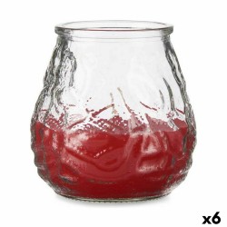 Bougie Géranium Rouge Transparent verre Paraffine 6 Unités (9 x 9,5 x 9 cm)