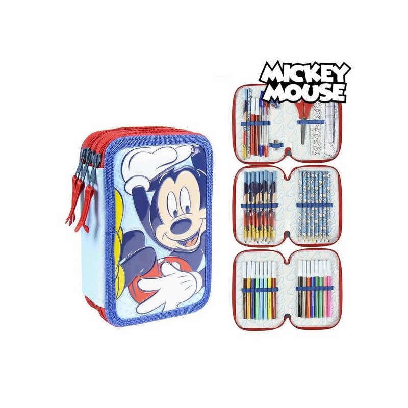 Pochette à crayons triple Giotto Mickey Mouse (43 pcs) Bleu