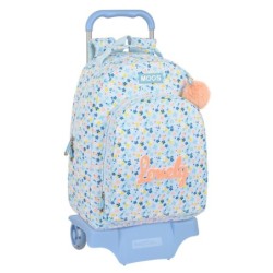 Cartable à roulettes Moos Lovely Bleu clair (32 x 42 x 15 cm)