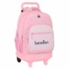 Cartable à roulettes Benetton Vichy Rose (33 x 45 x 22 cm)