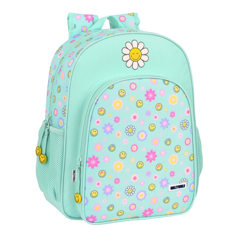 Cartable Smiley Summer fun Turquoise (32 x 38 x 12 cm)