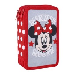 Pochette à crayons triple Minnie Mouse 43 Pièces Rouge (12 x 19,5 x 6,5 cm)