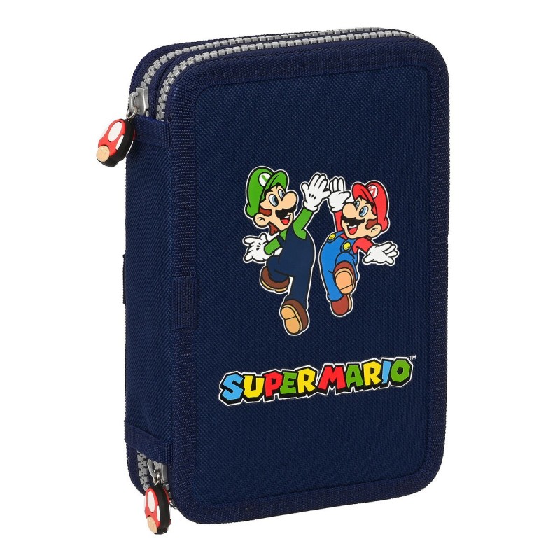 Plumier double Super Mario Blue marine 12.5 x 19.5 x 4 cm (28 pcs)