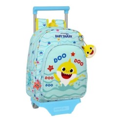 Cartable à roulettes Baby Shark Beach Day Jaune Bleu clair (26 x 34 x 11 cm)